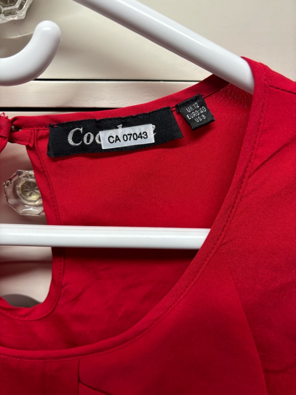 Red Ruffle Front Women's Top - Picture 2 of 3